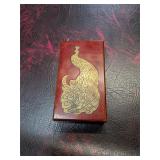 Wood & Brass Peacock Cigar Box