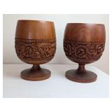 2 Carved Wooden Goblets