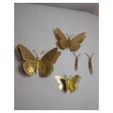 3 Brass Butterflies