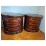 Pair Marble Top Alexander Julian Nightstands