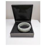 Carved Light Jadeite Bangle Bracelet