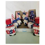 9 CT JULY 4TH  PATRIOTIC  GNOMES HAND PAINTED