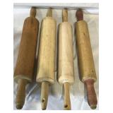LOT OF 4 WOOD ROLLING PINS LIGHTLY USED