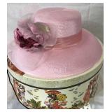 HAT - PINK "STRAW" WITH LARGE FLOWER