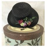 HAT - BLACK "" WITH FLORAL DECORATION
