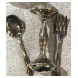 ROGERS BABY SPOON & FORK + PLATED BABY RATTLE