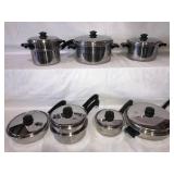 LOT SALAD MASTER PANS, SKILLET, EGG POACHER  ETC