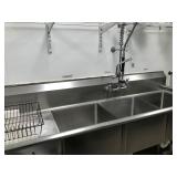 STAINLESS STEEL 3 COMPARTMENT SINK 1 DRAINBOARD