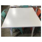 METAL CAFE TABLE & 2 METAL CHAIRS