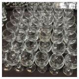 LOT OF 46 STEM GLASSES, 7' TALL