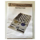 7 IN 1 WOODEN BOARD GAME SET. CHESS BACKGAMMON +