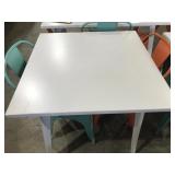 METAL CAFE TABLE & 2 METAL CHAIRS