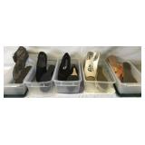 6 PAIR LADIES CASUAL SHOES, USED