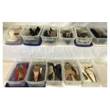 LOT OF 11 PAIR LADIES SHOES IN STORAGE BOXES USED