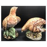 PAIR OF QUAIL FIGURINES PORCELAIN 7" & 5" ITALY