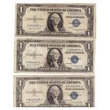 1935-G SILVER CERTIFICATES WELL CIRCULATED X3