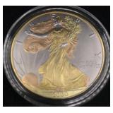 2000 TRI COLOR SILVER EAGLE 24K ROSE GREEN  Y GOLD