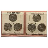 6 - 1943 STEEL WAR CENTS 1943P 1943D 1943S 2 EACH
