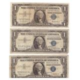 1957 SILVER CERTIFICATES WELL CIRCULATED X3