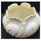 BELEEK PARIAN PORC GREEN MK IVORY BOWL 3.5' 65-80