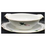 OCCUPIED JAPAN GRAVY SAUCE BOAT ATTACHED PLATE