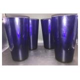 SET OF 4 COBALT BLUE WATER GLASSES 5.75' TALL
