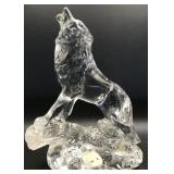 24% LEAD CRYSTAL HOWLING WOLF FIGURINE 6.75'