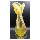 HAND BLOWN ART GLASS VASE PONTIL MARK  7-3/8'