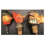 LOT OF 3 VINTAGE CARVED WOOD BAR ITEMS YALE