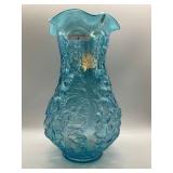 Fenton Aqua Opal Poppy Show Vase