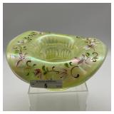 Fenton Vaseline Opal Diamond Rib Hat Whimsey