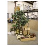 Assorted Artificial Plants & (3) Candle Stands