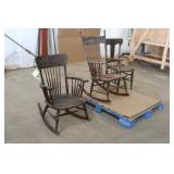 (2) Vintage Rocking Chairs,& Vintage Wooden Chair