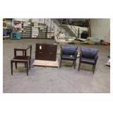 File Cabinet, Table, Side Table & (2) Chairs