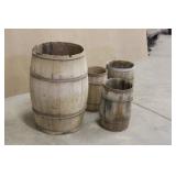 (3) Small Wooden Barrels & (1) Large