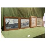 (2) Deer Prints, (2) Mountain Paintings