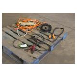 Assorted Extension Cords, Jumper Cables, Bell