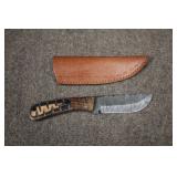 Handmade Fixed 4" Blade Damascus Steel Knife,9