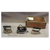 Sparco Beverage Crate w/ (3) Vintage Irons