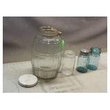Pickle Jar w/ (3) Vintage Ball Jars