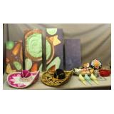 Assorted Decor & (2) Sombreros