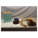 (3) Vintage Hats & Fur Hand Muffs