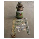 Decorative Saw Blades, Milk Can & Flower Pot