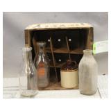 Wooden Milk Crate With Bottles