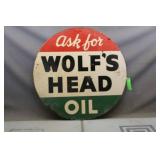 Wolf's Head Oil Metal Sign