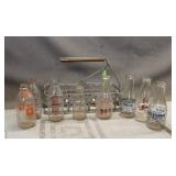 Milk Carrier w/ (8) Vintage Milk Bottles
