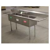 Stainless Steel 3-Compartment Sink w/ Faucet