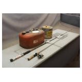 Minnow Bucket, (2) Fishing Poles & Gas Can