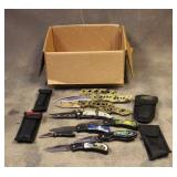 (12) Folding Knifes W/ (2) Soft Sheaths