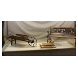 Child's Park Bench, Wheelbarrow & Homemade Sled